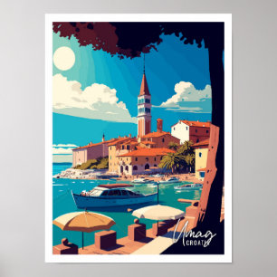 Affiche Umag Croatia Art Vintage voyage Illustration
