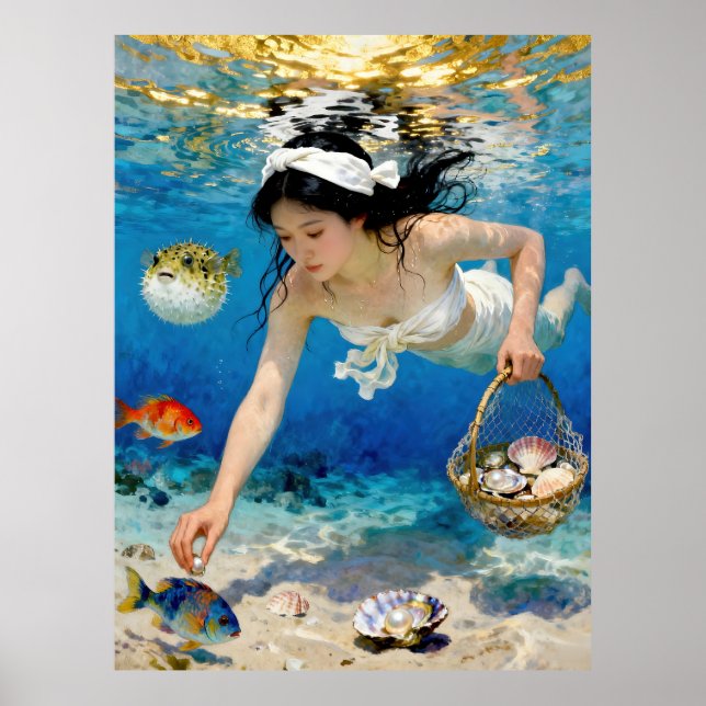Affiche "Umi Blossom" - Un Portrait Océanique (Devant)