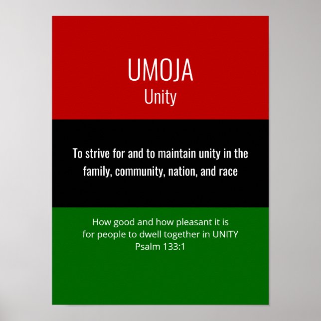 Affiche UMOJA Unité Kwanzaa (Devant)