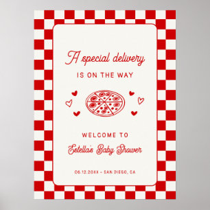 Affiche Un Accueil pour une Livraison Spéciale de Pizza po