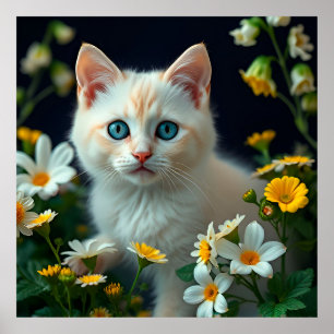 Affiche Un adorable chaton aux yeux bleus