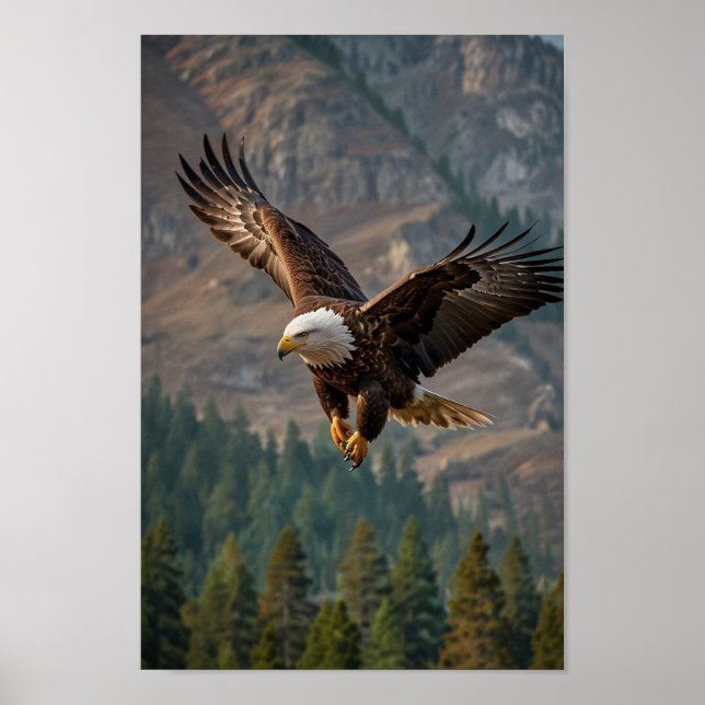 Affiche Un aigle majestueux sonne fièrement en gros plan (Devant)