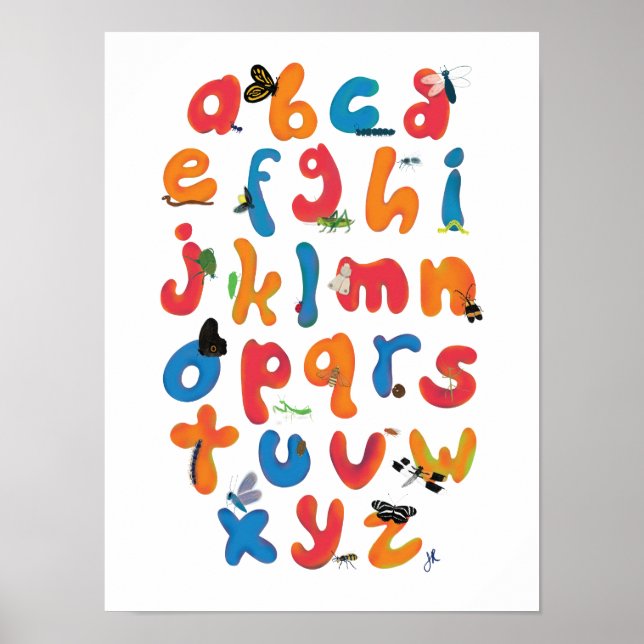 Affiche Un Alphabet de Collection de Bébé Insectes pour la (Devant)