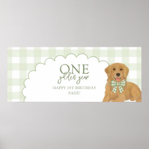 Affiche Un An d'Or Chien Retriever Puppy 1er Anniversaire