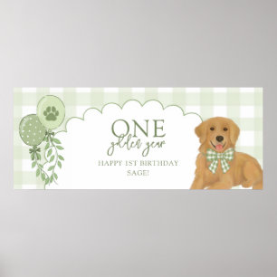Affiche Un An d'Or Retriever Chiot 1er Anniversaire