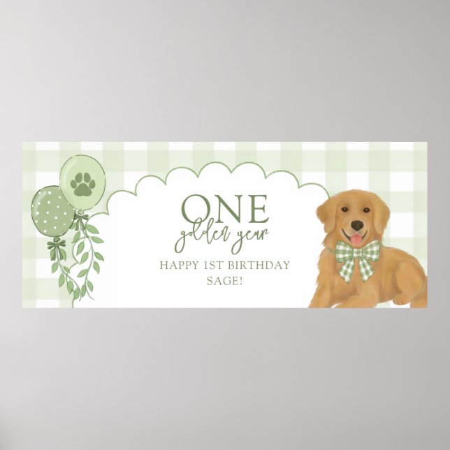 Affiche Un An d'Or Retriever Chiot 1er Anniversaire (Devant)