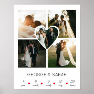 Affiche Un an ensemble Anniversaire de mariage 5 Photo