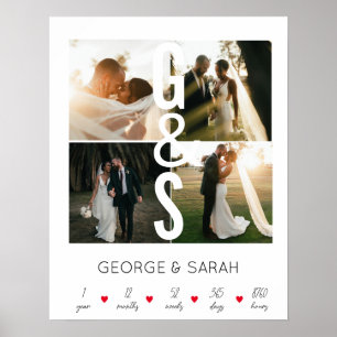Affiche Un an ensemble Anniversaire Mariage 4 Photo Post