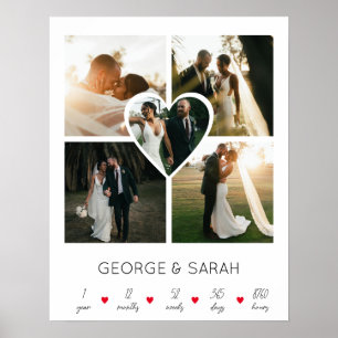 Affiche Un an ensemble Anniversaire Mariage 5 Photo