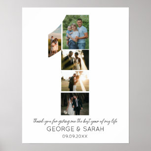 Affiche Un an ensemble Anniversaire Mariage 5 Photo