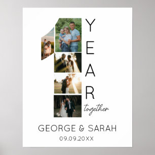 Affiche Un an ensemble Anniversaire Mariage 5 Photo