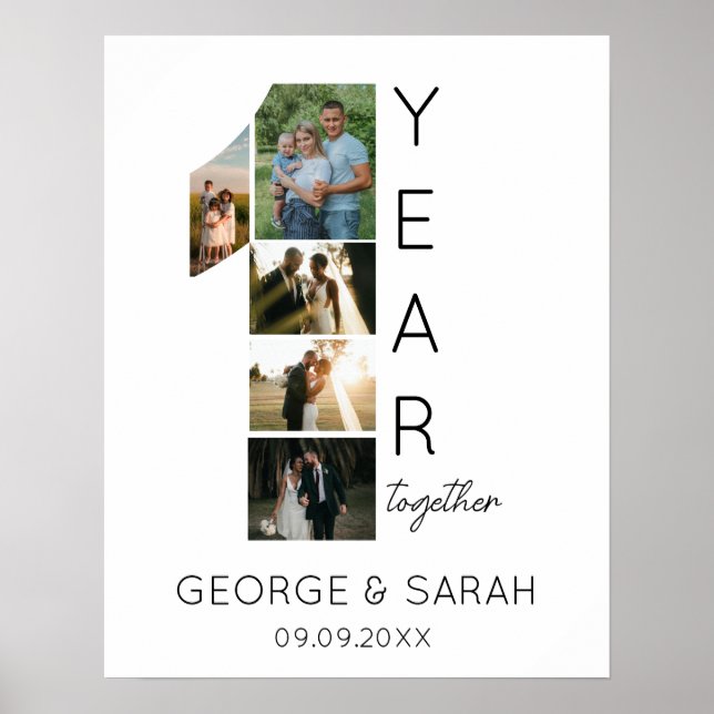 Affiche Un an ensemble Anniversaire Mariage 5 Photo (Devant)