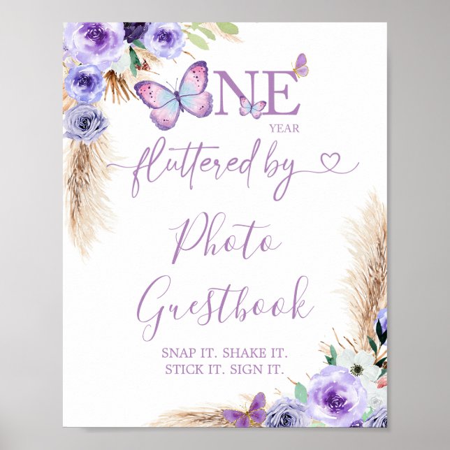 Affiche Un an Flutted Birthday Photo Guestbook (Devant)