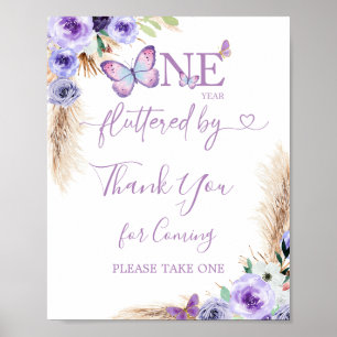 Affiche Un an Flutted Butterfly Anniversaire Merci