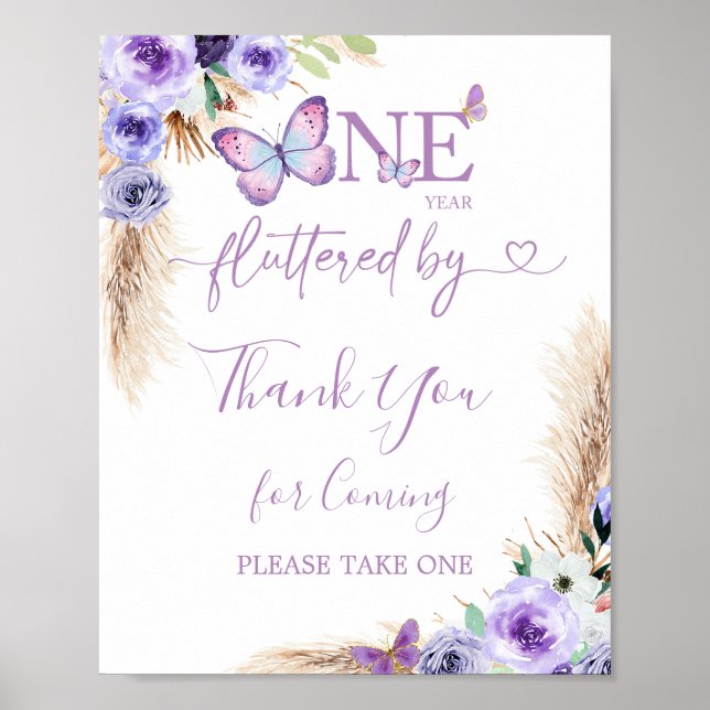 Affiche Un an Flutted Butterfly Anniversaire Merci (Devant)