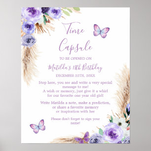 Affiche Un an Flutted Butterfly Birthday Time Capsule