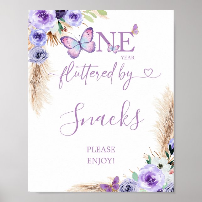 Affiche Un An Flutted Butterfly Premier Anniversaire Snack (Devant)