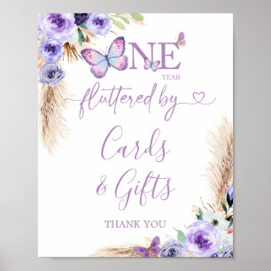 Affiche Un an Flutted Papillon Anniversaire Cartes et Cade