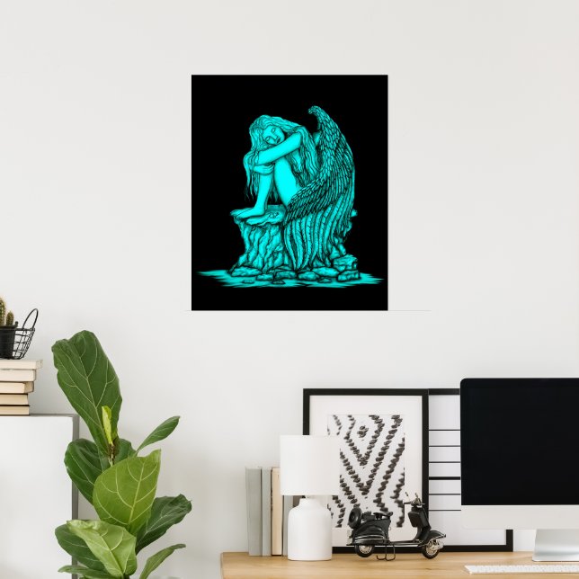 Affiche Un ange endormi sur la pierre (Bureau à domicile)
