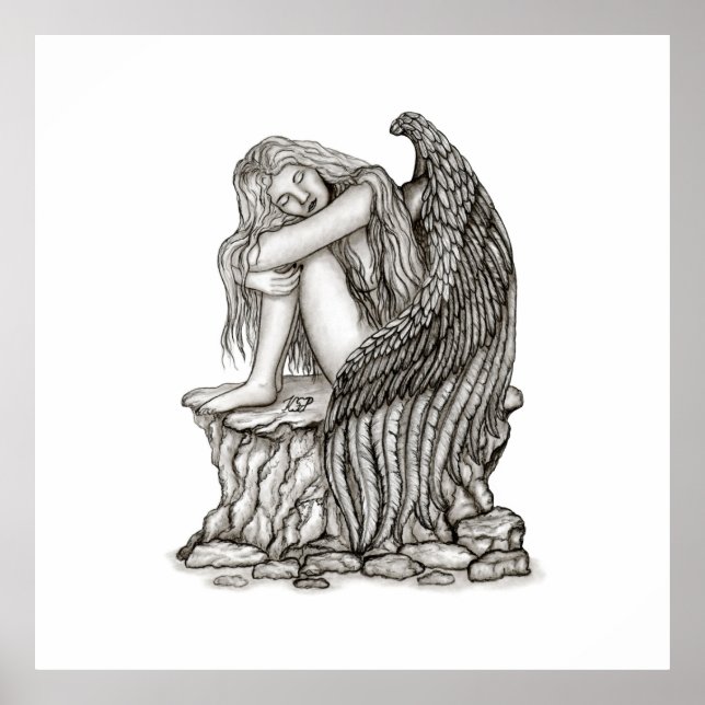 Affiche Un ange endormi sur la pierre (Devant)