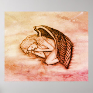 Affiche Un Ange endormi sur les nuages des cieux en marmor