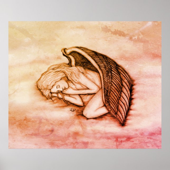 Affiche Un Ange endormi sur les nuages des cieux en marmor (Devant)