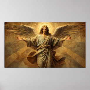 Affiche Un ange regardant chaque pays sur Terre sur un mur