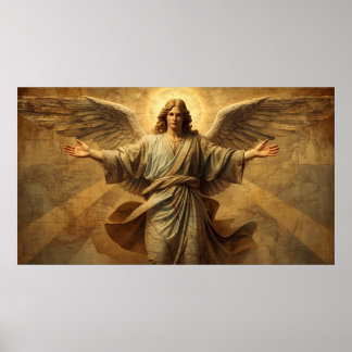 Affiche Un ange regardant chaque pays sur Terre sur un mur
