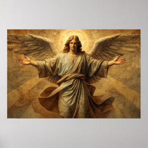 Affiche Un ange regardant chaque pays sur Terre sur un mur