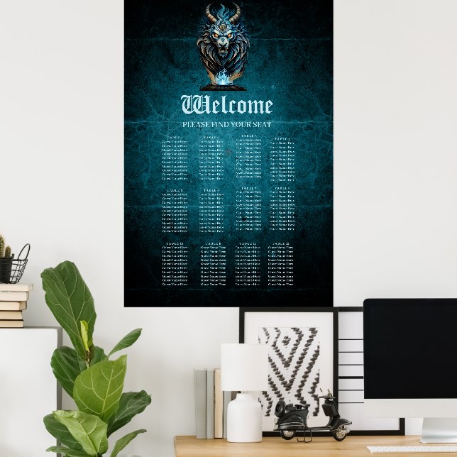 Affiche Un animal bleu féroce, une créature majestueuse (Bureau à domicile)