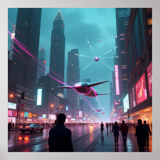 Affiche Un aperçu du paysage futuriste de l'IA