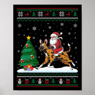 Affiche Un arbre de Noël laid éclaire Père Noël équitation