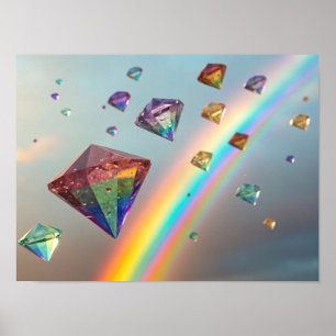 Affiche Un arc-en-ciel de diamants : des bijoux flottants