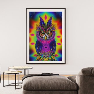 Affiche un art abstrait coloré de hibou