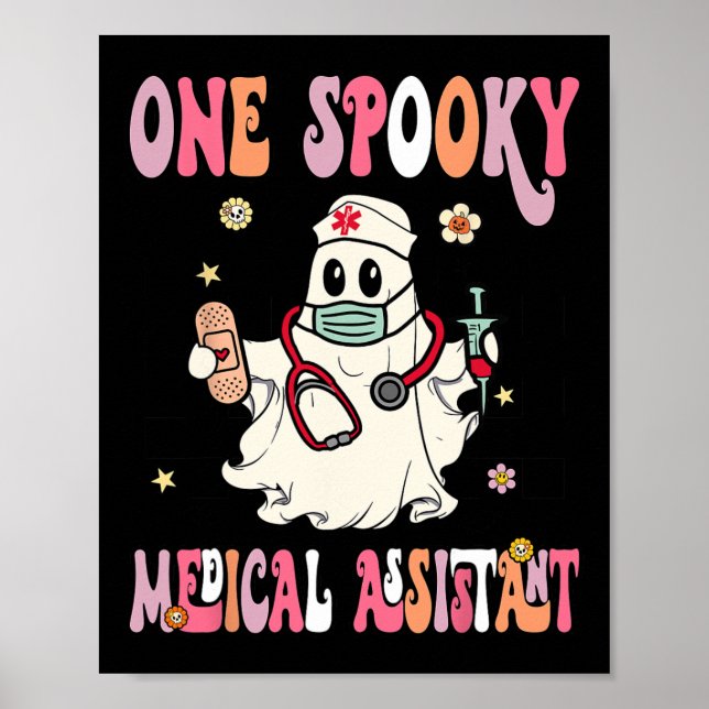 Affiche Un assistant Médicale Éffrayant Ghost Halloween CM (Devant)