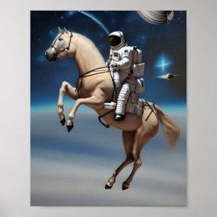 Affiche Un astronaute à cheval dans l'espace
