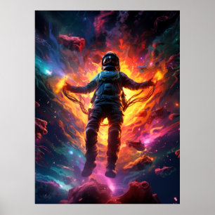 Affiche Un astronaute au feu vif