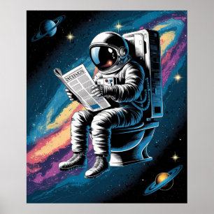 Affiche Un astronaute aux toilettes