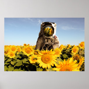 Affiche Un astronaute dans un champ de tournesol