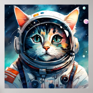 Affiche Un astronaute de chat imaginaire
