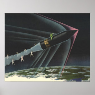 Affiche Un astronaute de science-fiction vintage à cheval 