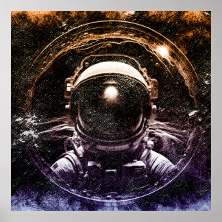 Affiche Un astronaute moderne coloré dans l'espace