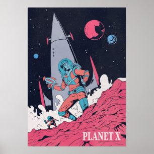 Affiche Un astronaute sur la planète dans l'espace