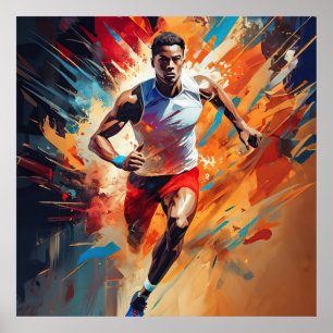 Affiche Un athlète masculin de piste et de terrain.