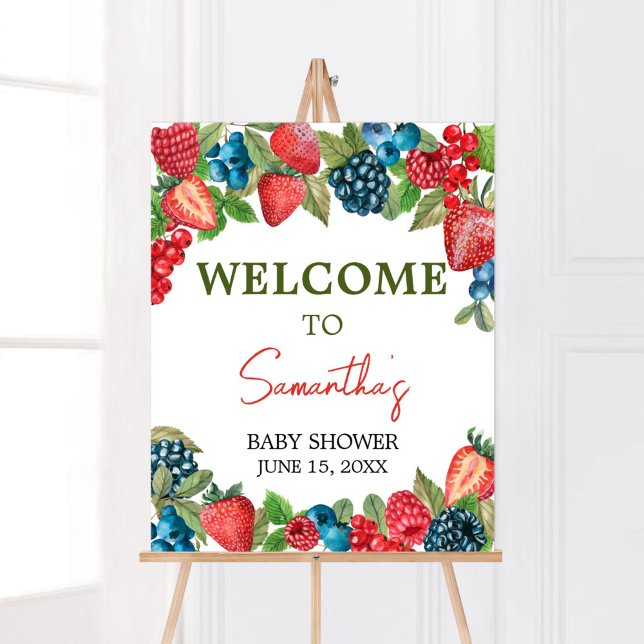 Affiche Un Baby shower Berry Sweet (Sweet Girl Berry Baby Shower Welcome Sign)