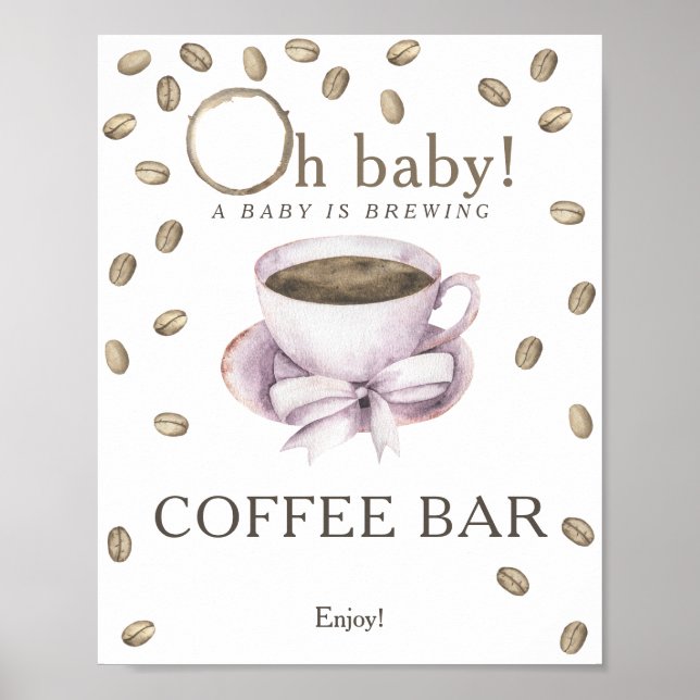 Affiche Un baby shower café bar Un bébé est en préparation (Devant)