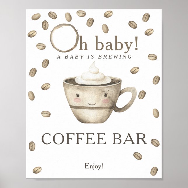 Affiche Un baby shower café bar Un bébé est en préparation (Devant)