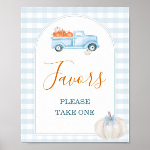 Affiche Un Baby shower De Camion Bleu Un Peu Citrouille Es