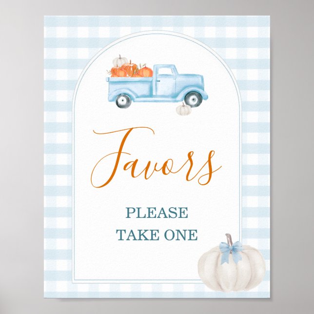 Affiche Un Baby shower De Camion Bleu Un Peu Citrouille Es (Devant)