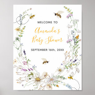 Affiche Un Baby shower Fleur sauvage de Little Honey Bee
